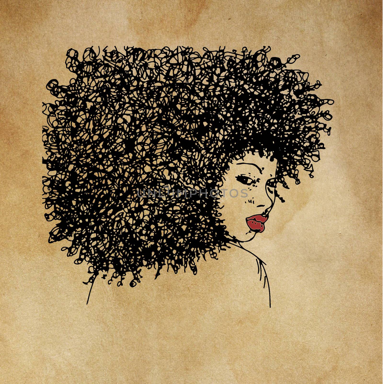 Portrait of sexy, curly woman