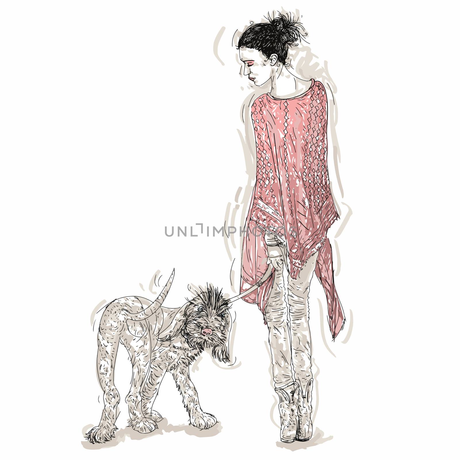 A girl with a dog