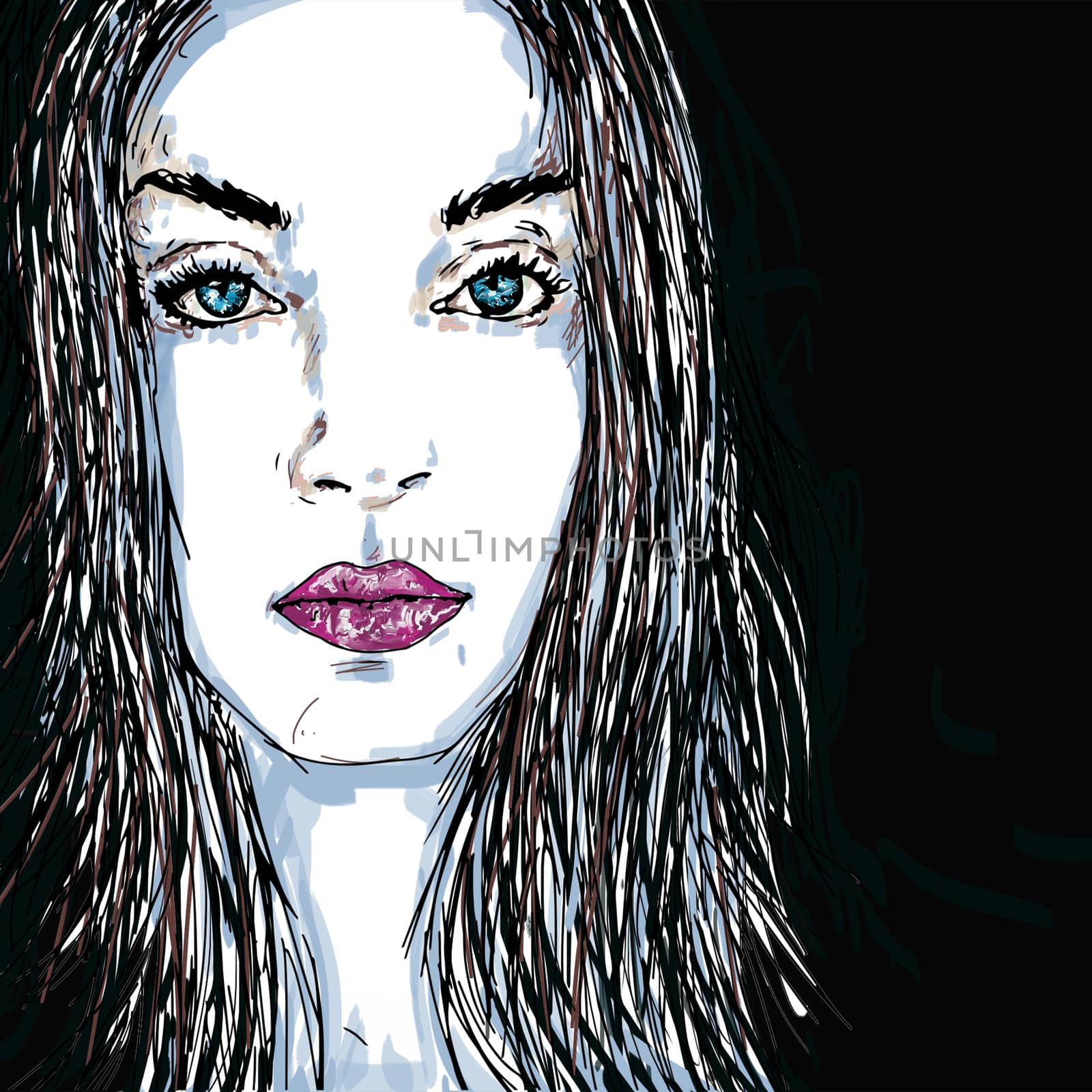 Portrait of sexy woman with long hair