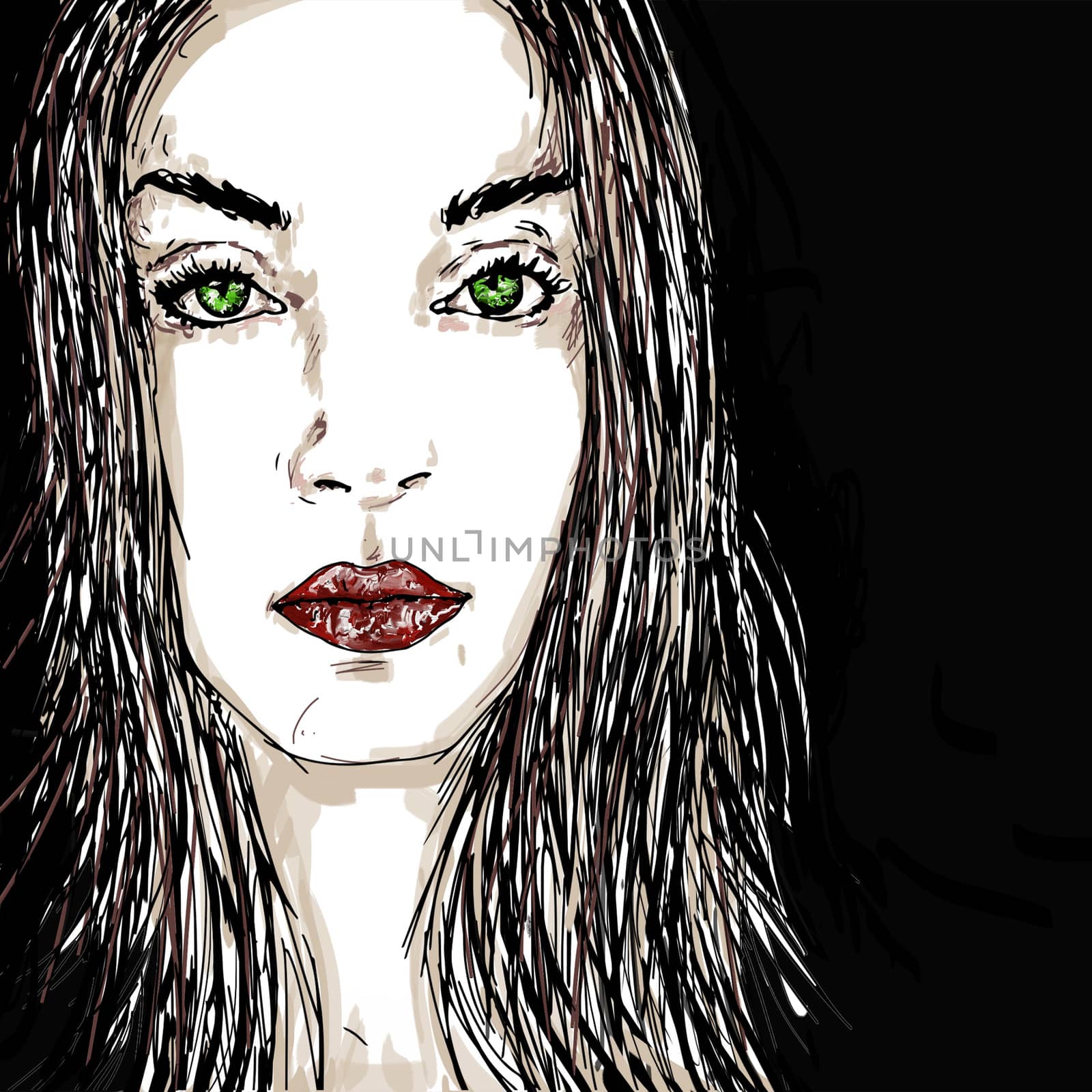 Portrait of sexy woman with long hair