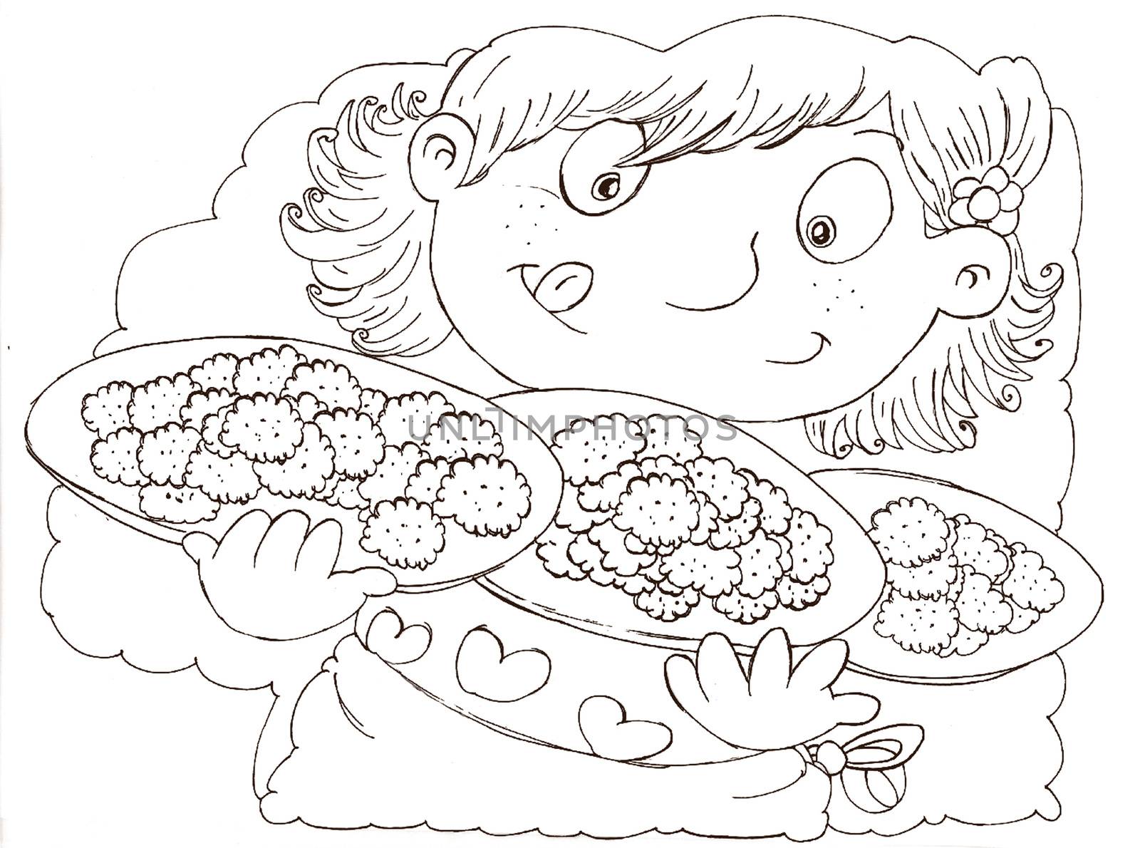 Little girl with biscuits