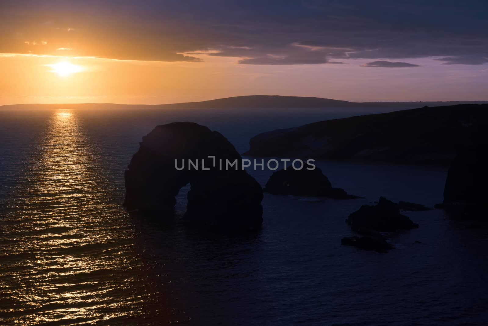beautiful sunset over the virgin rock and ballybunion coast on the wild atlantic way