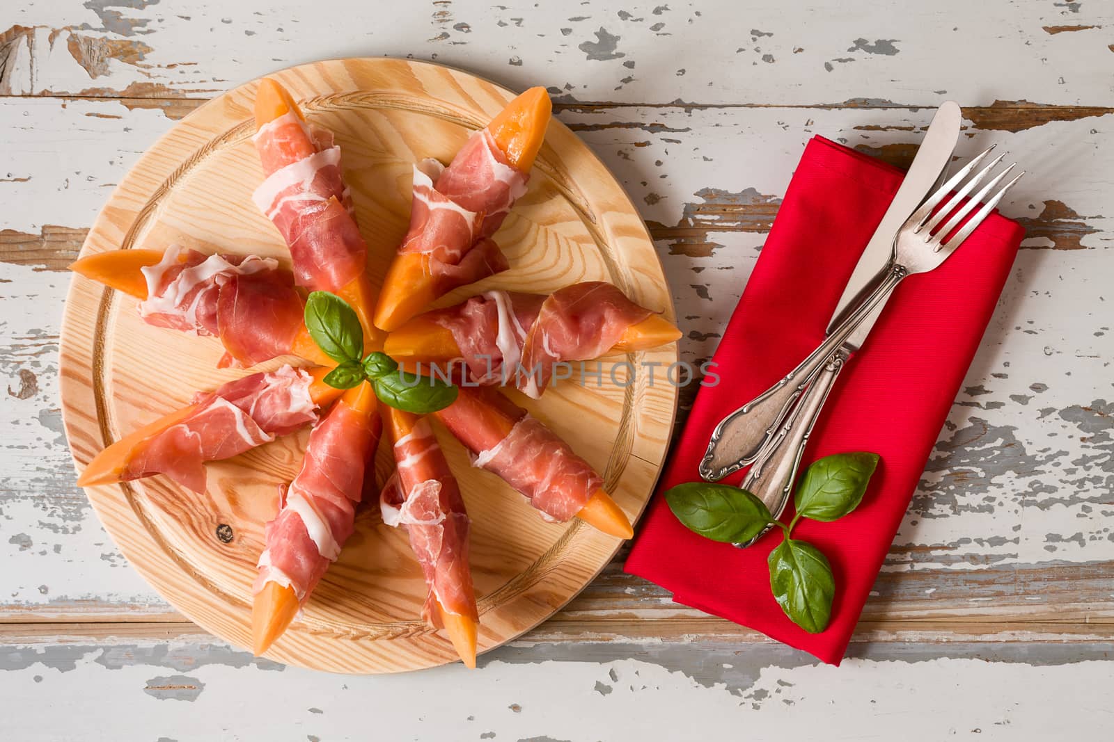Italian appetizer with prosciutto and melon by LuigiMorbidelli