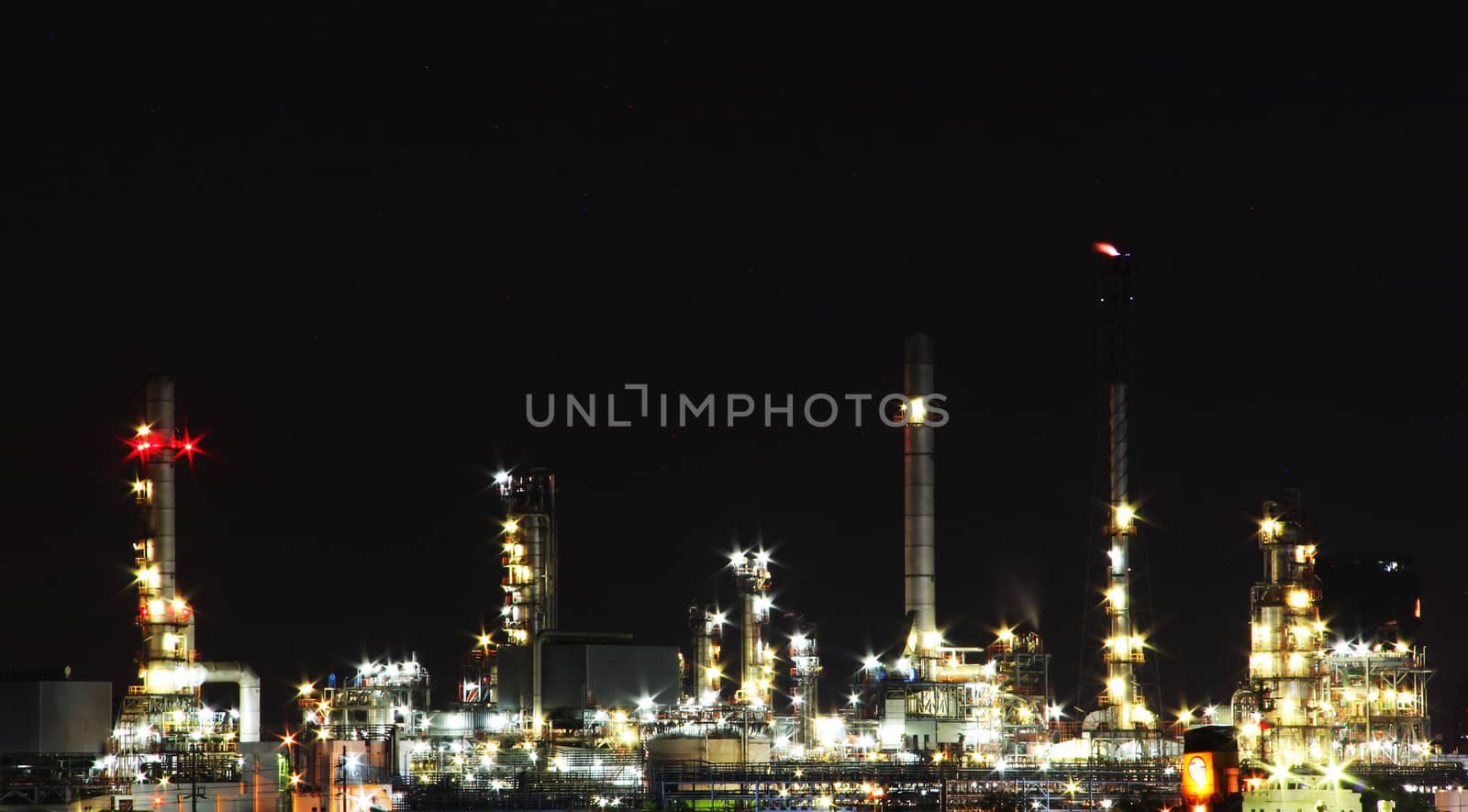 Oil refinery factory area at twilight