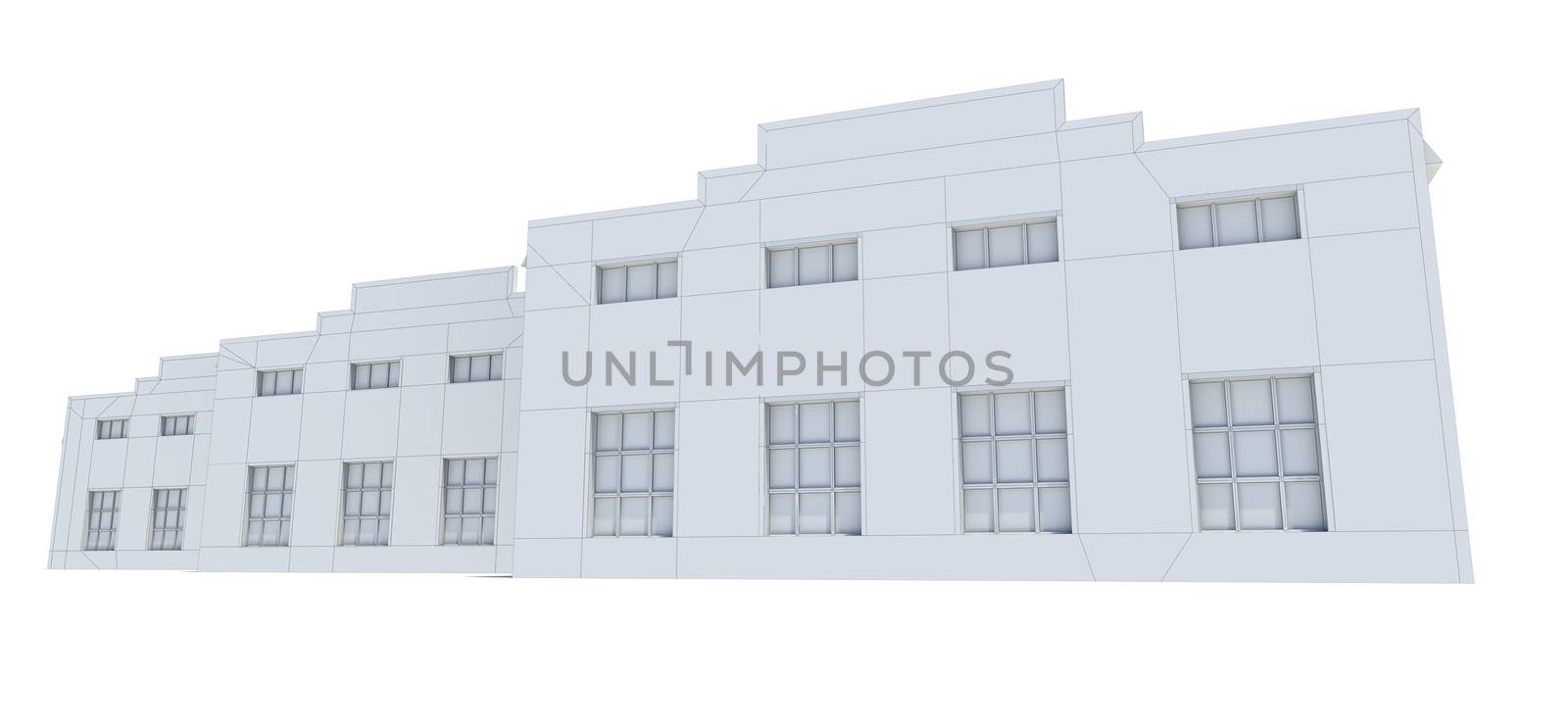 Hangar building. White wire-frame by cherezoff