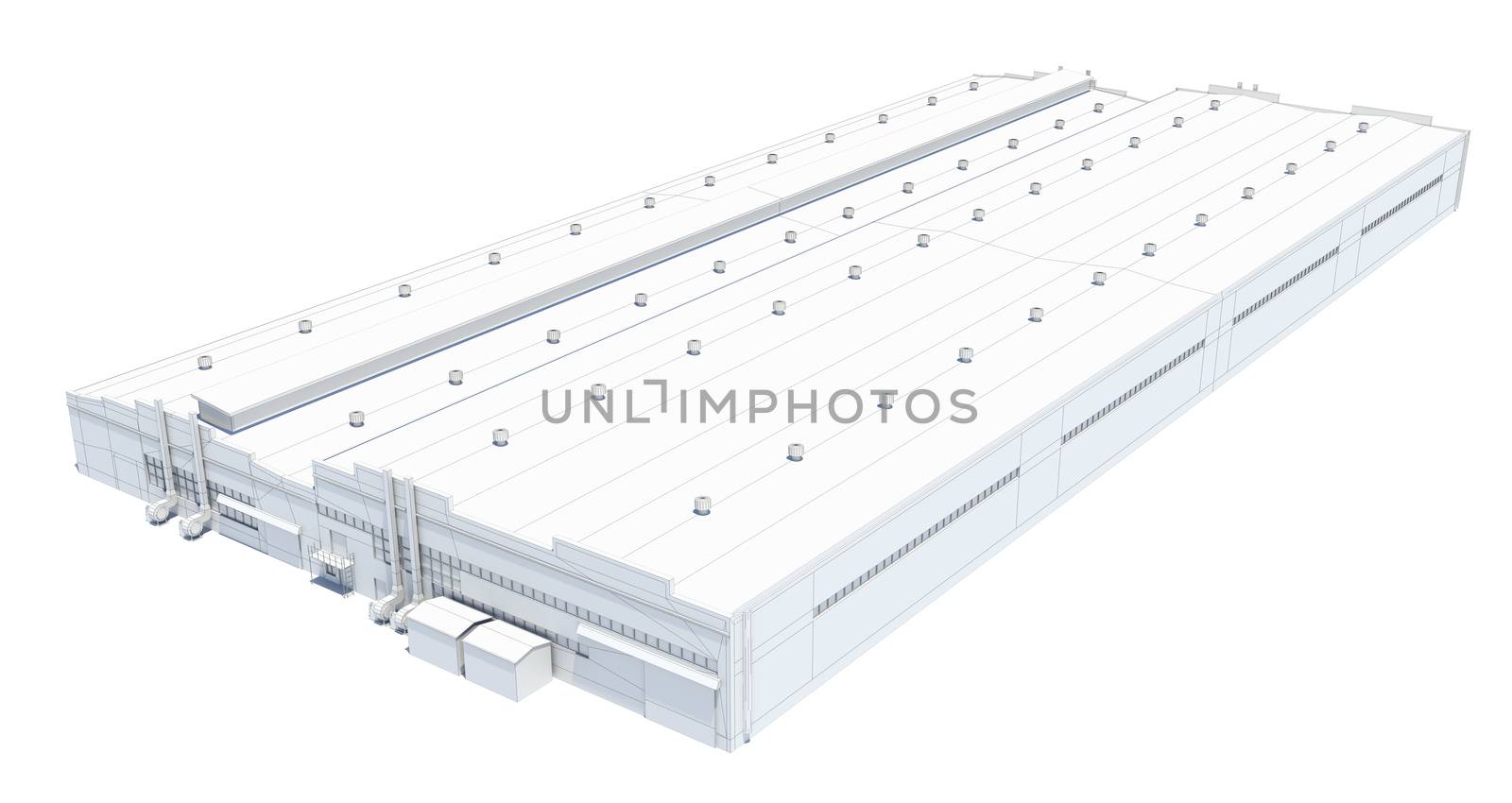 Hangar building. White wire-frame by cherezoff