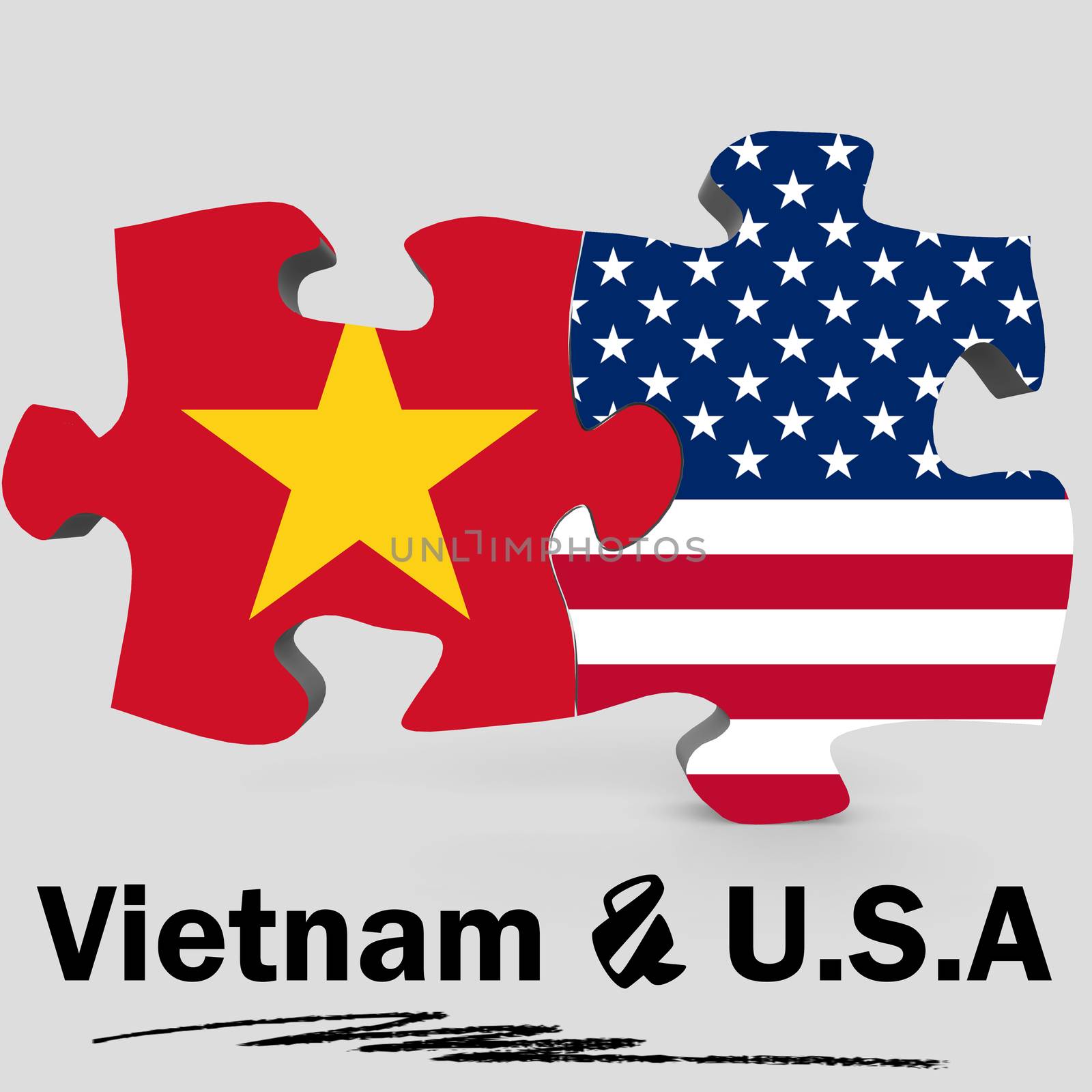 USA and Vietnam flags in puzzle by tang90246