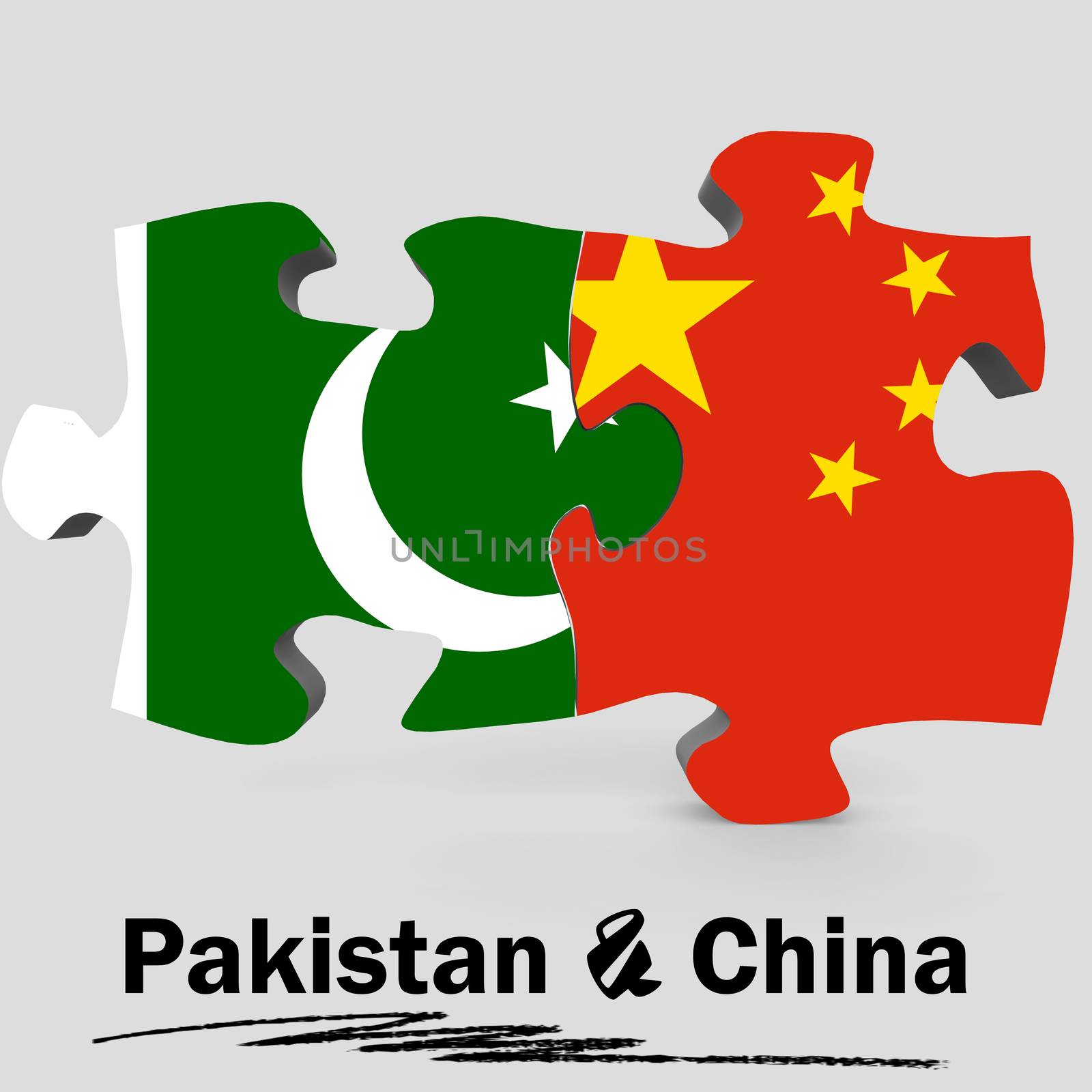 China and Pakistan flags in puzzle by tang90246