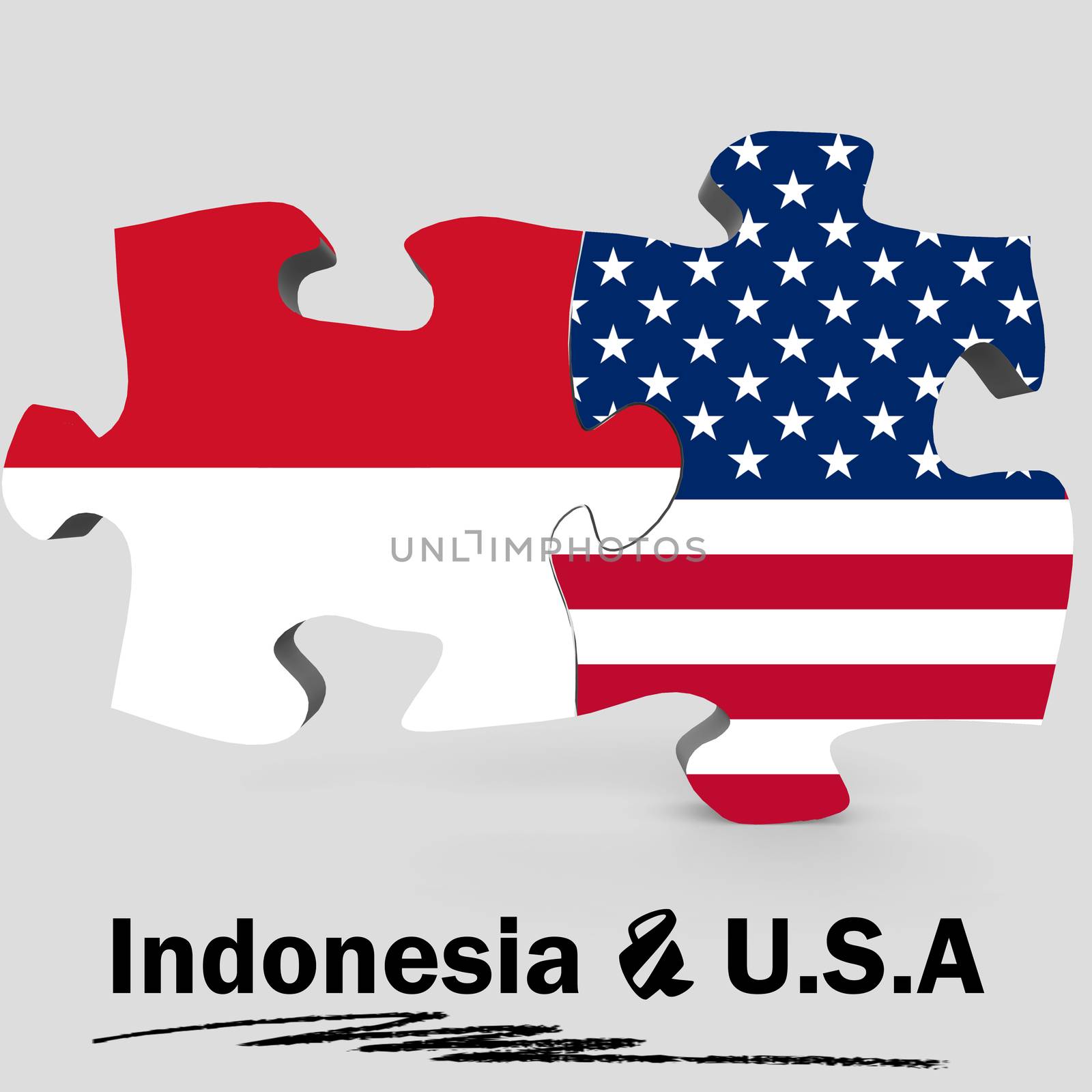 USA and Indonesia flags in puzzle by tang90246