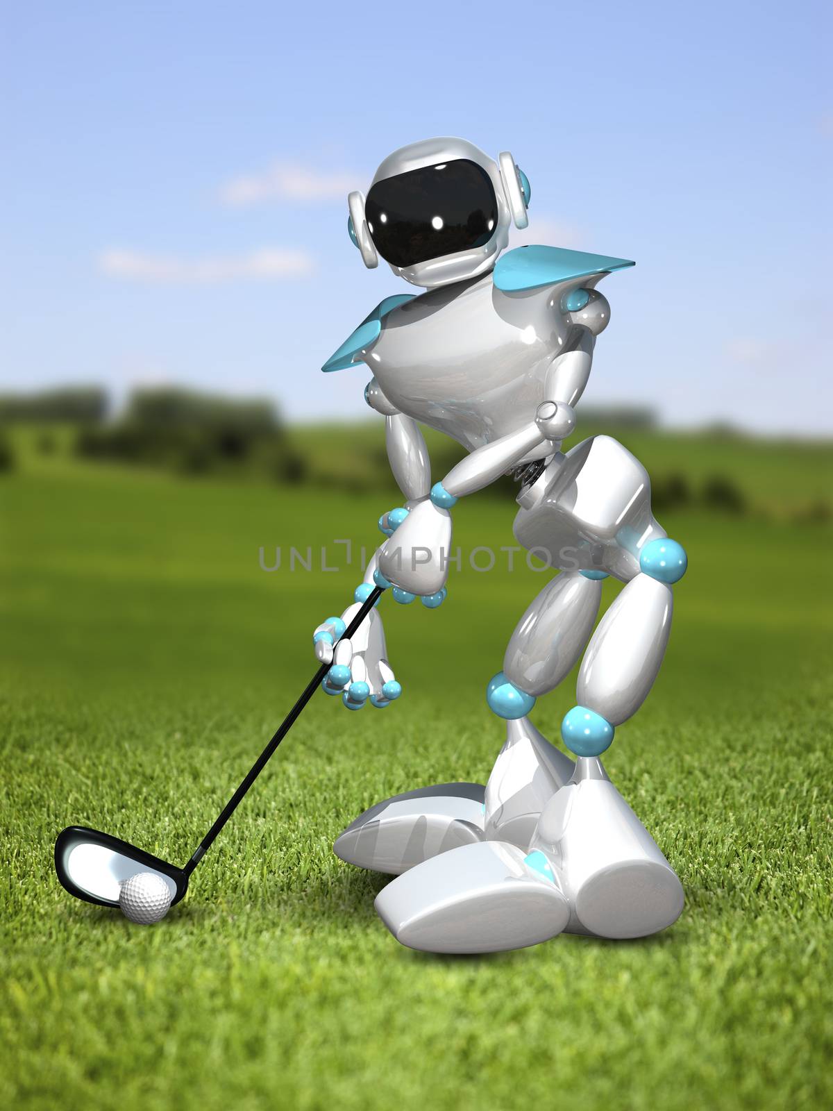 3D Illustration Robot Golfer by brux