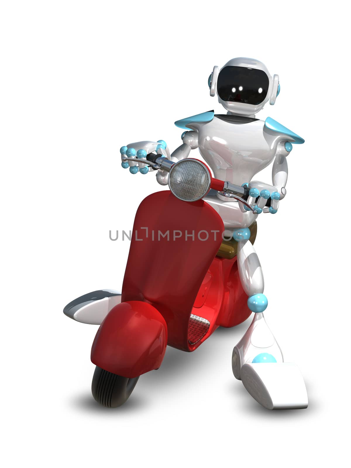 3D Illustration of a Robot on a Motor Scooter by brux