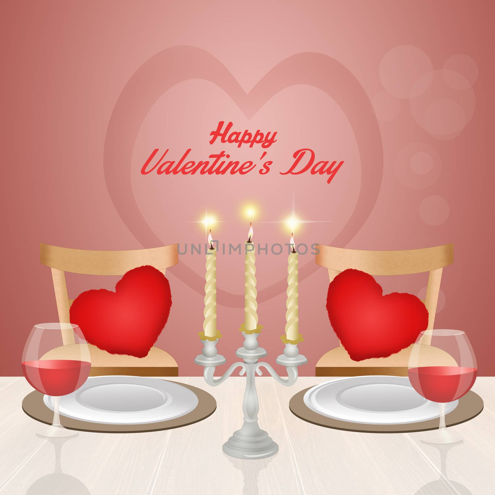 illustration of romantic dinner for Valentines day