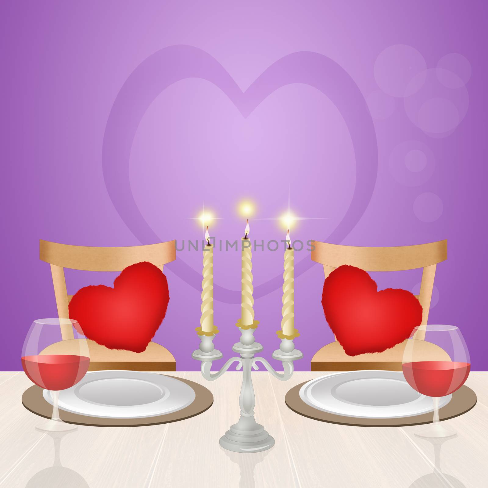 illustration of romantic dinner