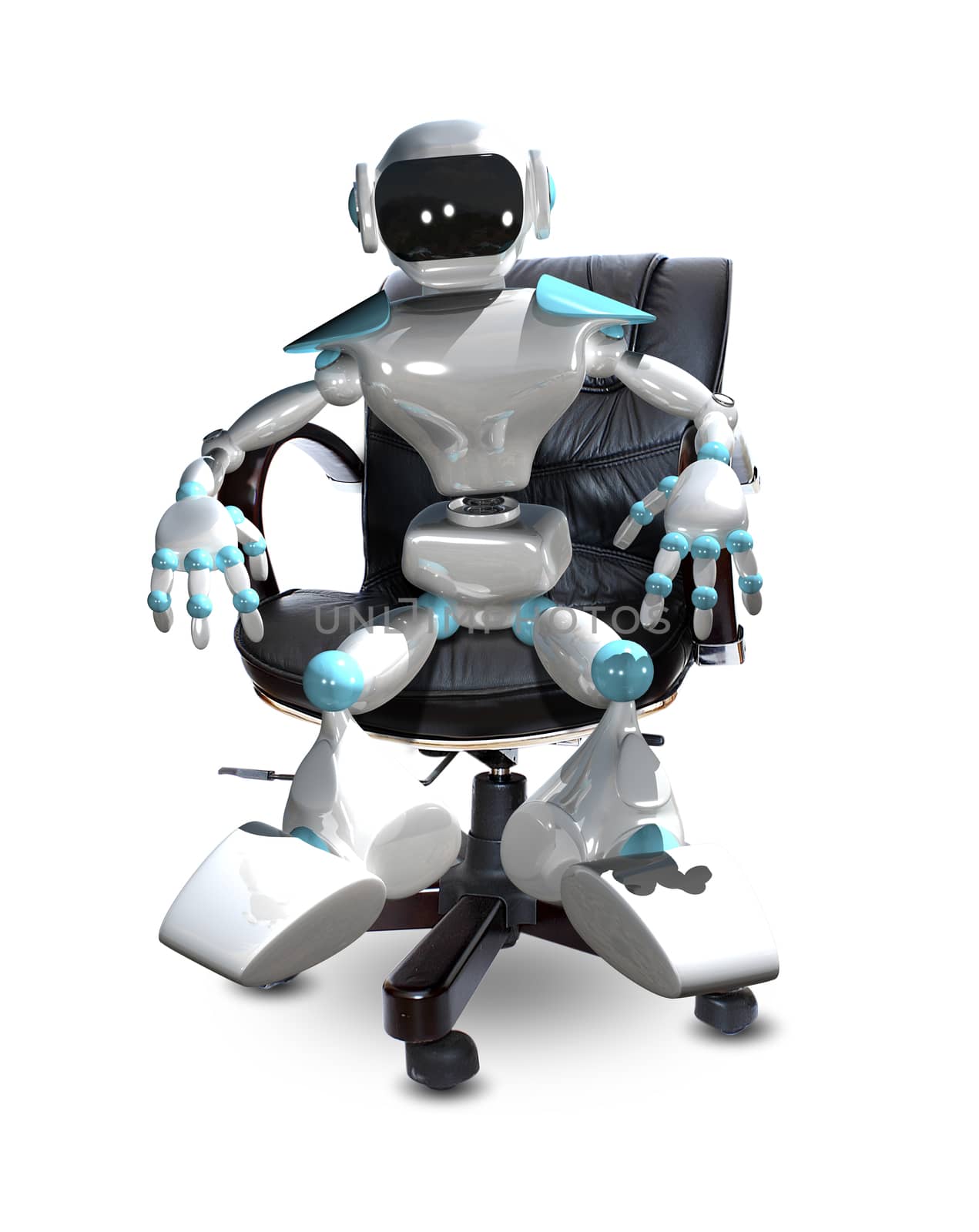 3D Illustration of a Robot in a Chair by brux