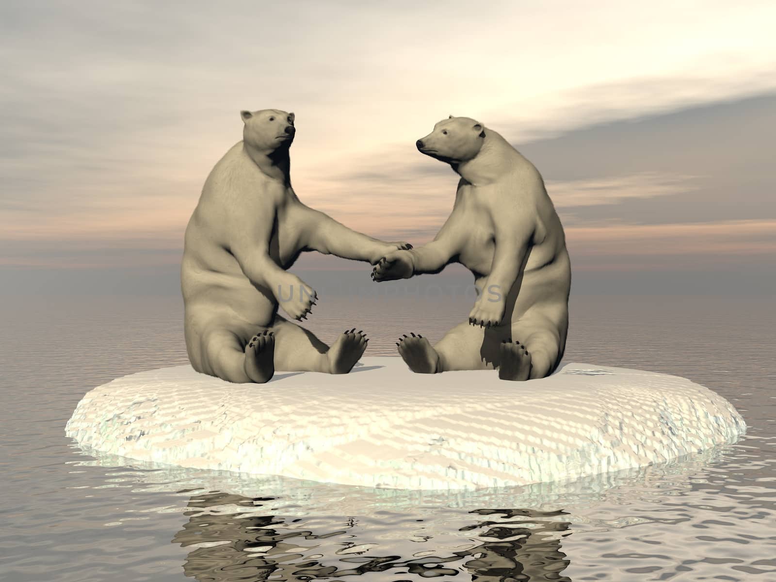 Friendship white bears - 3D render by Elenaphotos21