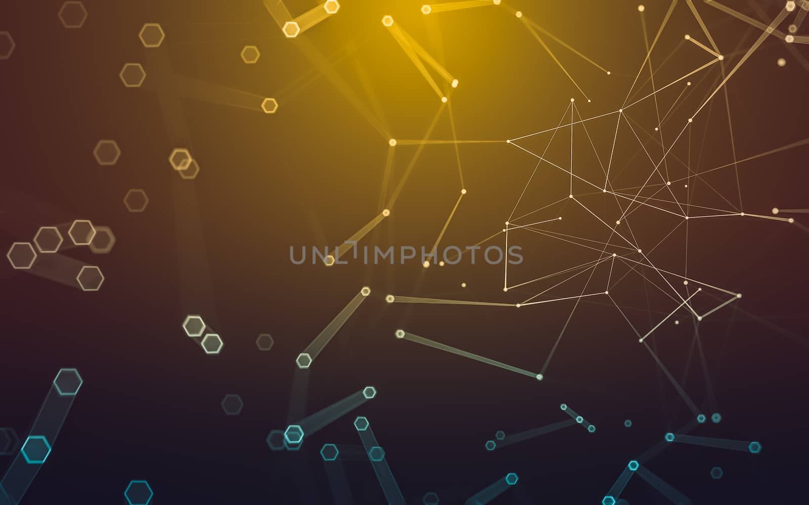 Abstract polygonal space low poly dark background with connecting dots and lines. Connection structure. 3d rendering