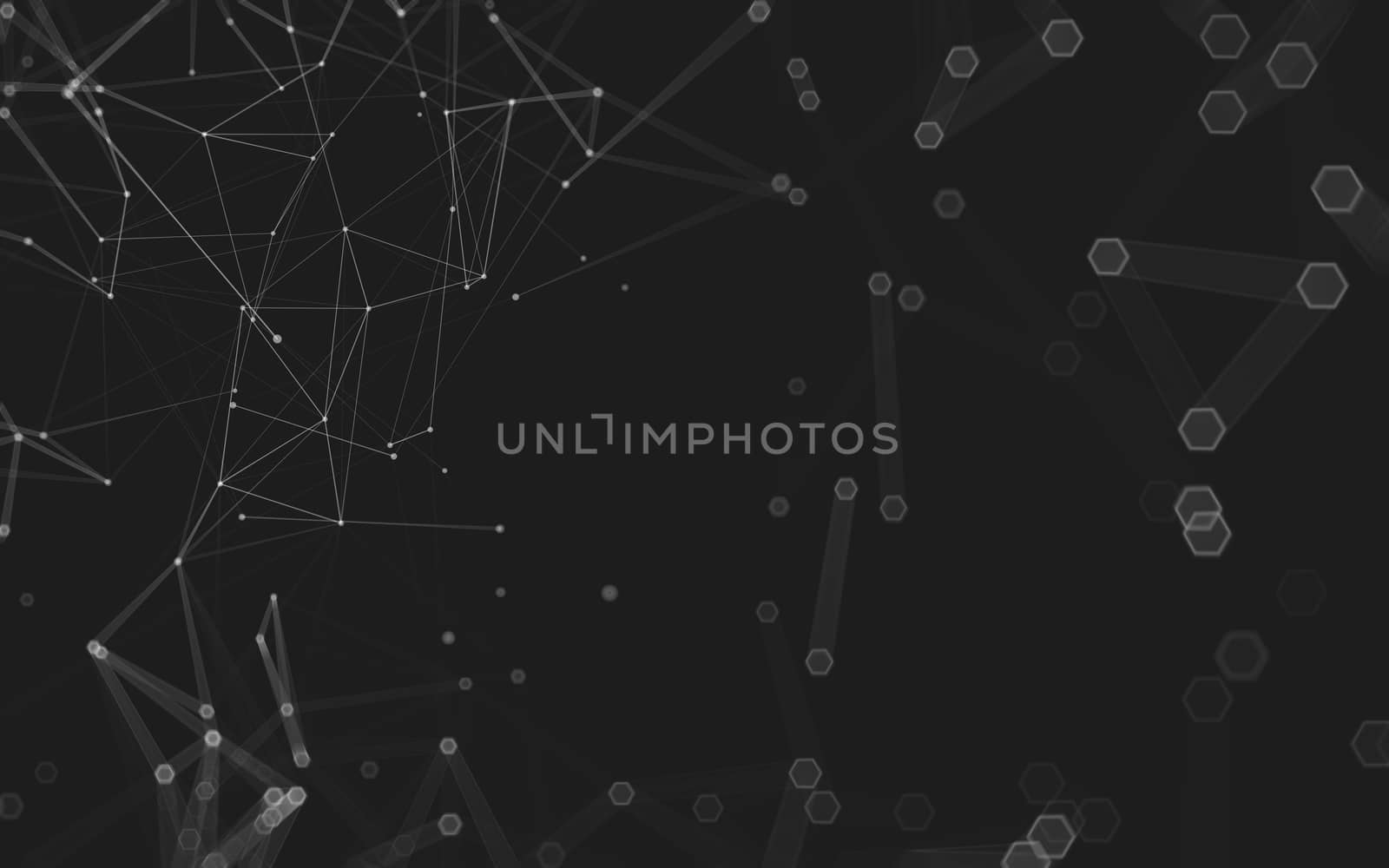 Abstract polygonal space low poly dark background with connecting dots and lines. Connection structure. 3d rendering