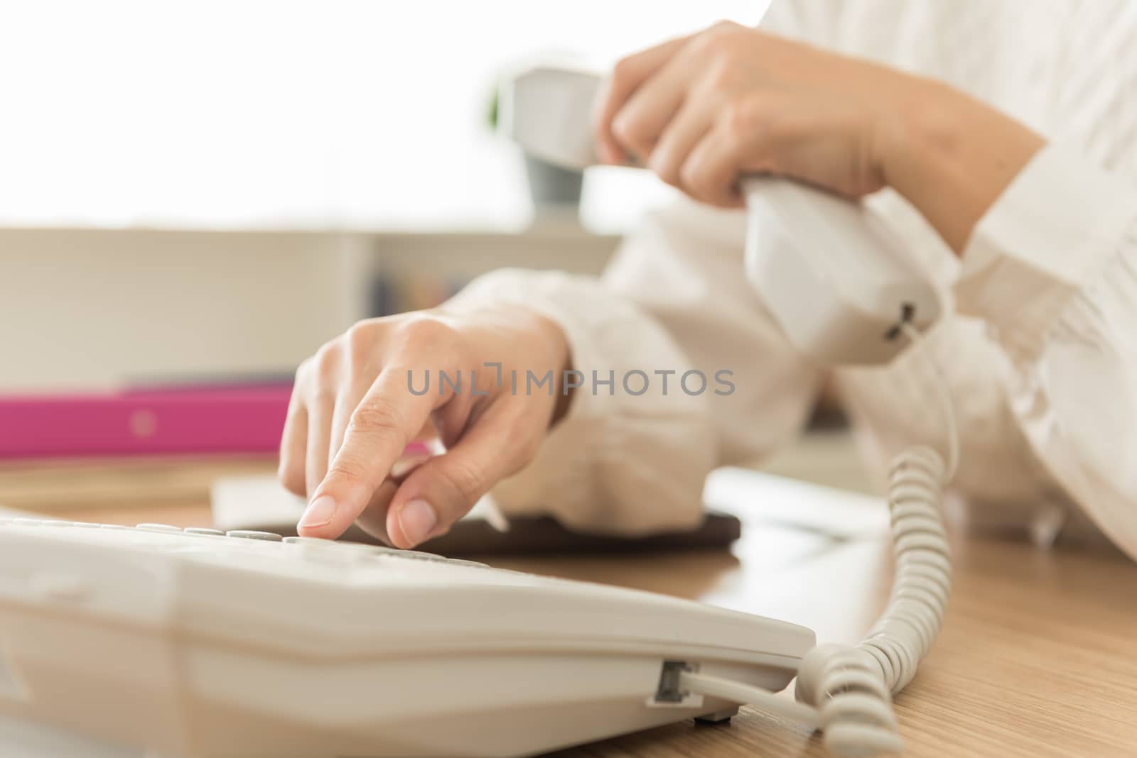 salesman call to customer for discount offer or support phone operator to service.