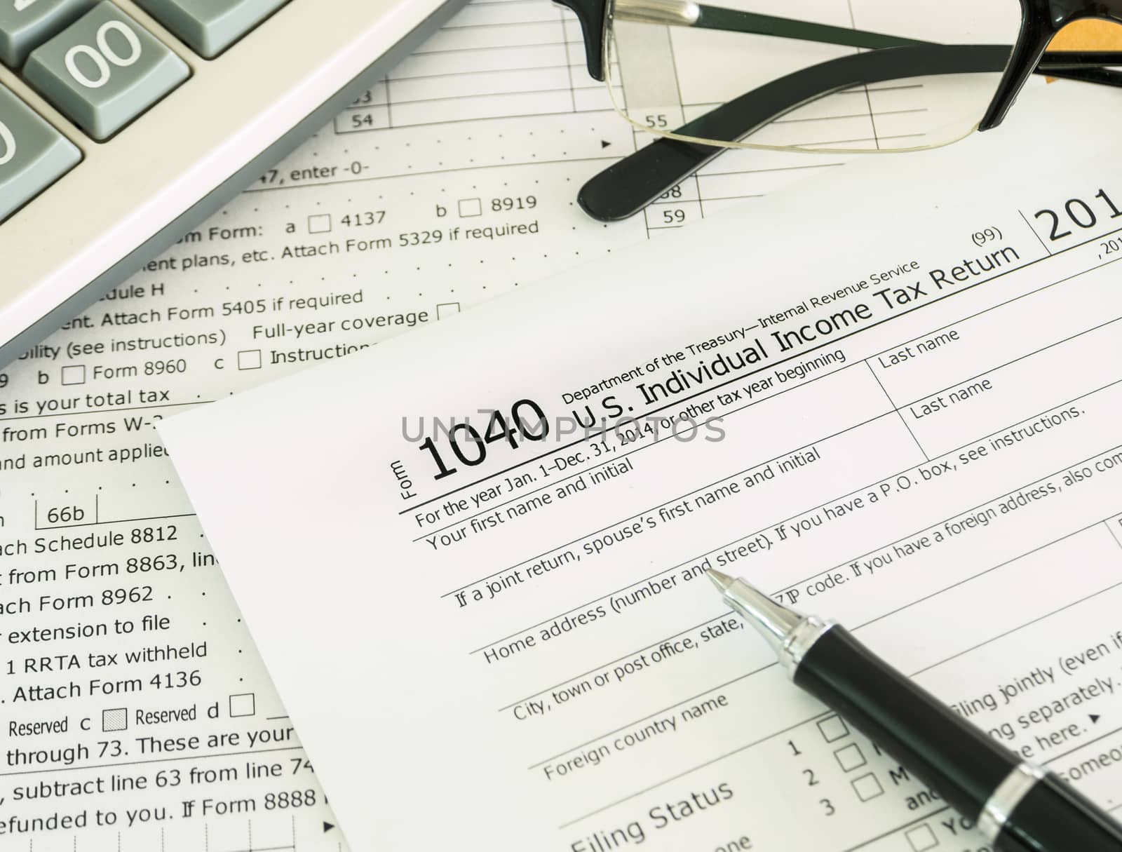 individual income tax return form on desk