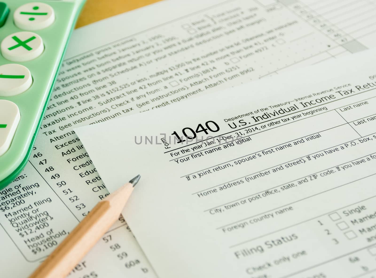 individual income tax return form on desk