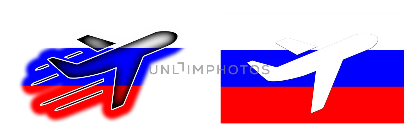 Nation flag - Airplane isolated on white - Russia