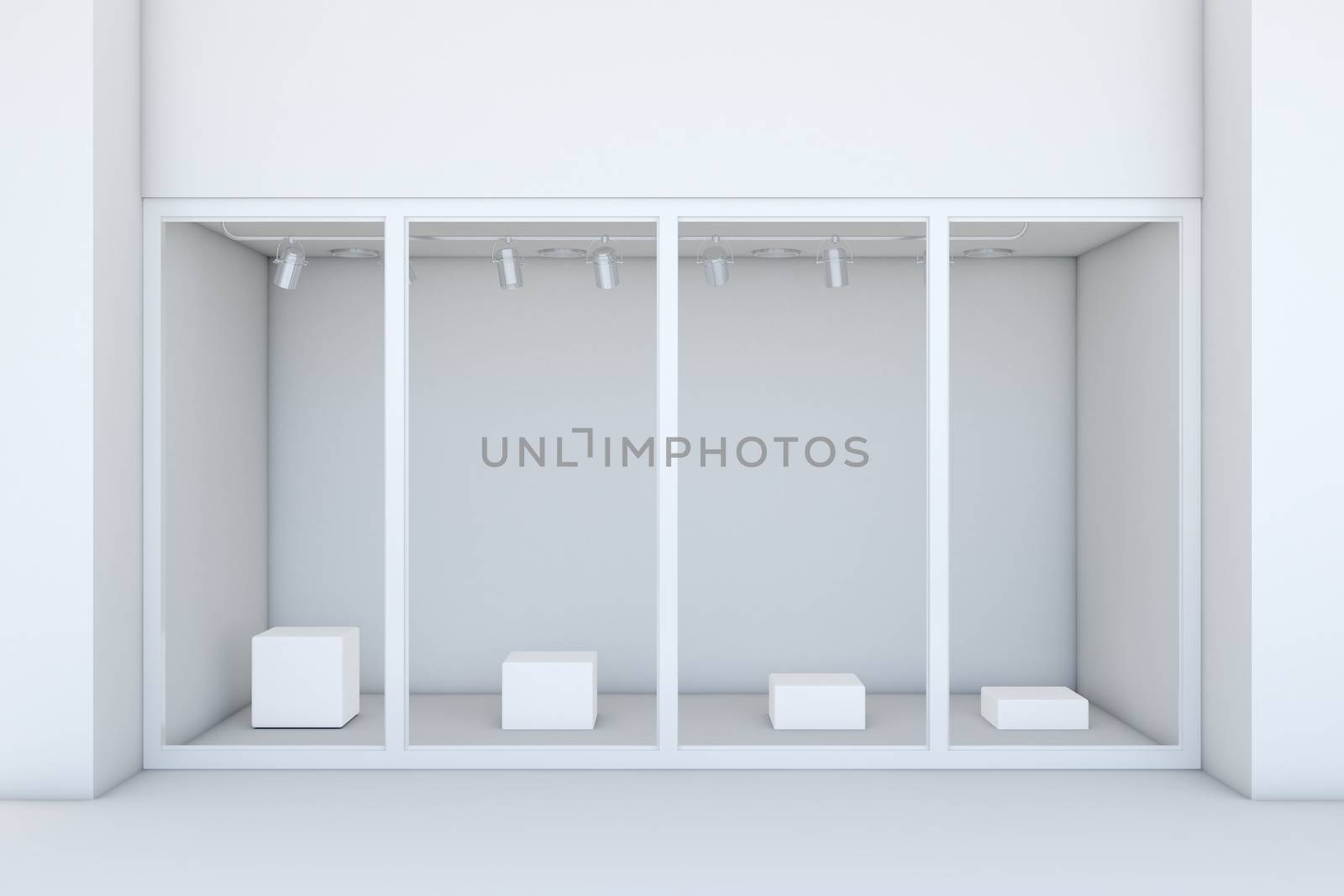 Shopfront with large windows. White store facade by cherezoff