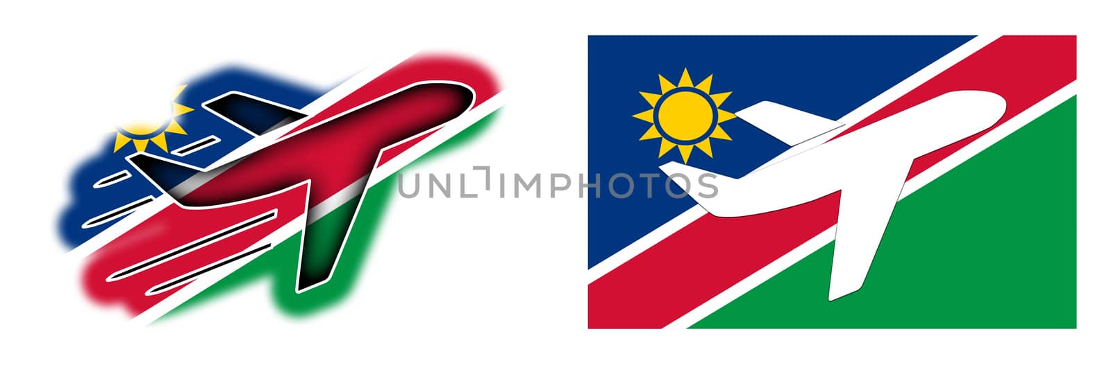 Nation flag - Airplane isolated on white - Namibia