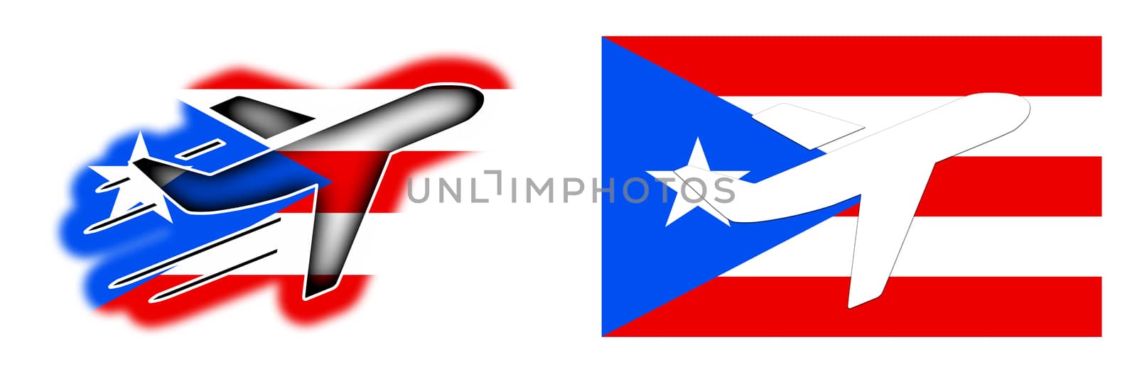 Nation flag - Airplane isolated - Puerto Rico by michaklootwijk