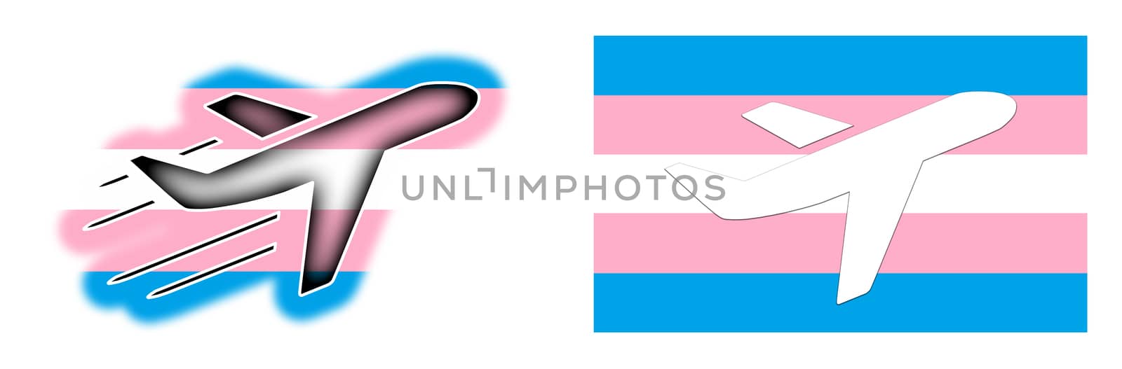 Flag - Airplane isolated on white - Transgender flag