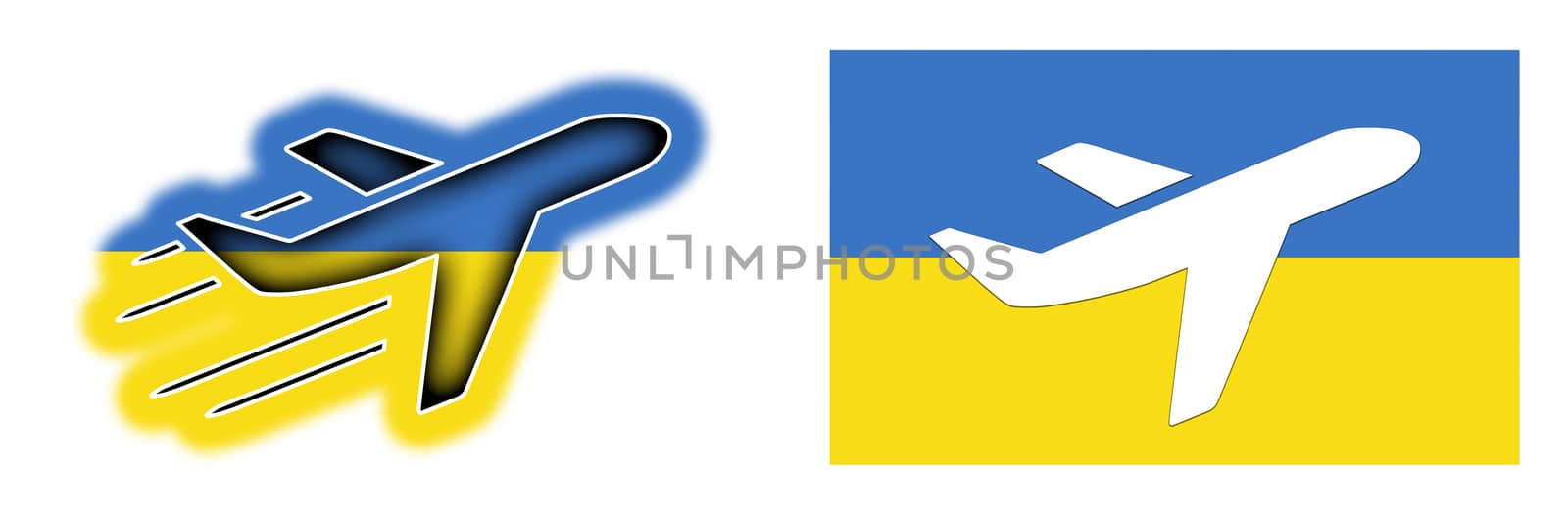 Nation flag - Airplane isolated on white - Ukraine