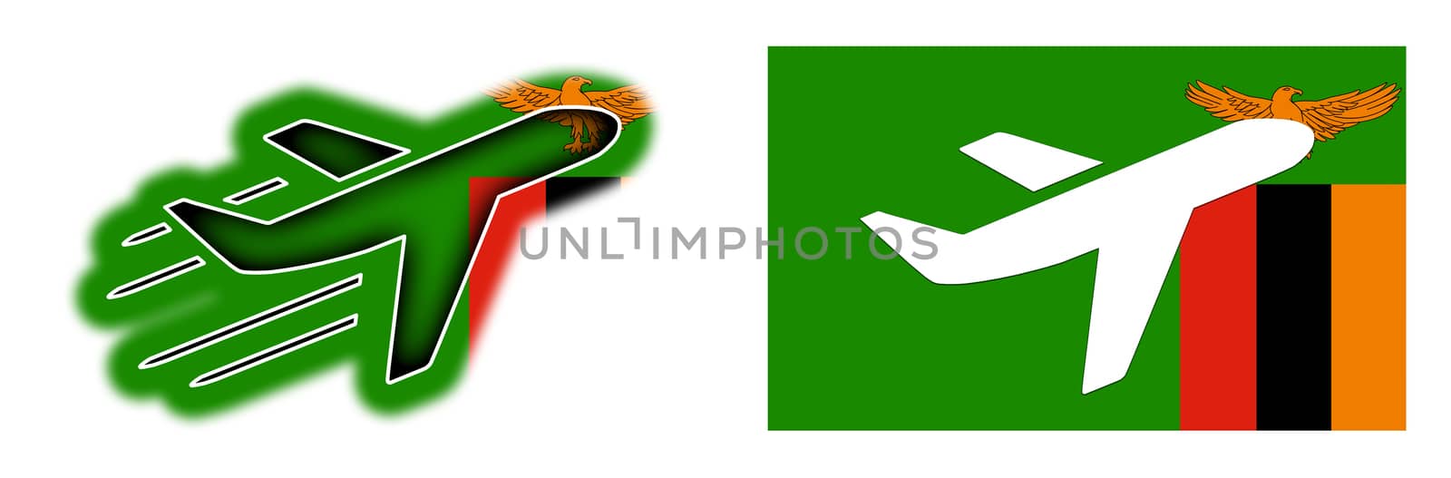 Nation flag - Airplane isolated - Zambia by michaklootwijk