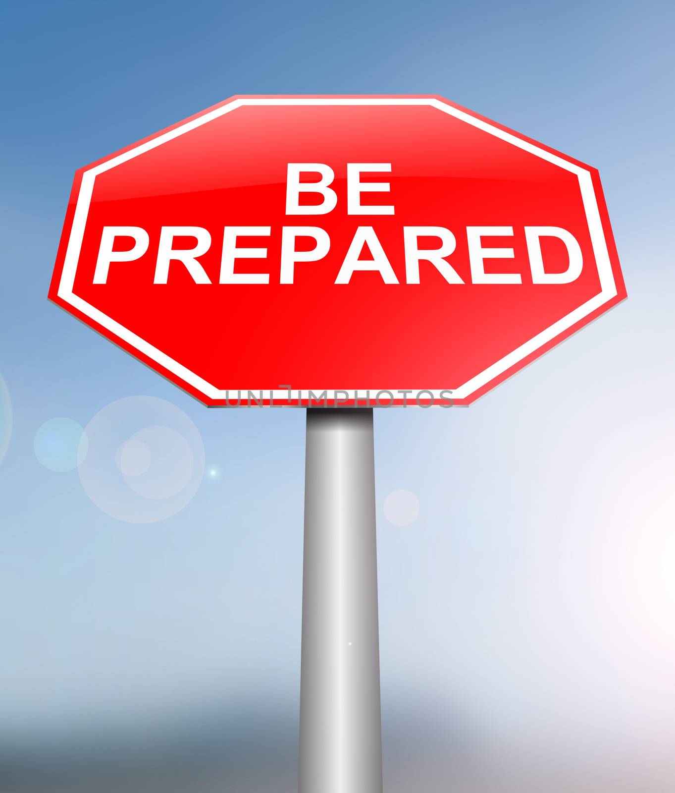 Illustration depicting a sign with a be prepared concept.