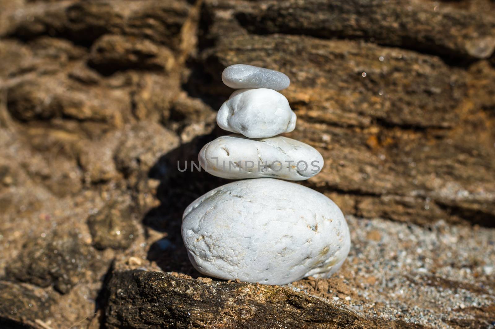 Balance white stone on the atlantic ocean