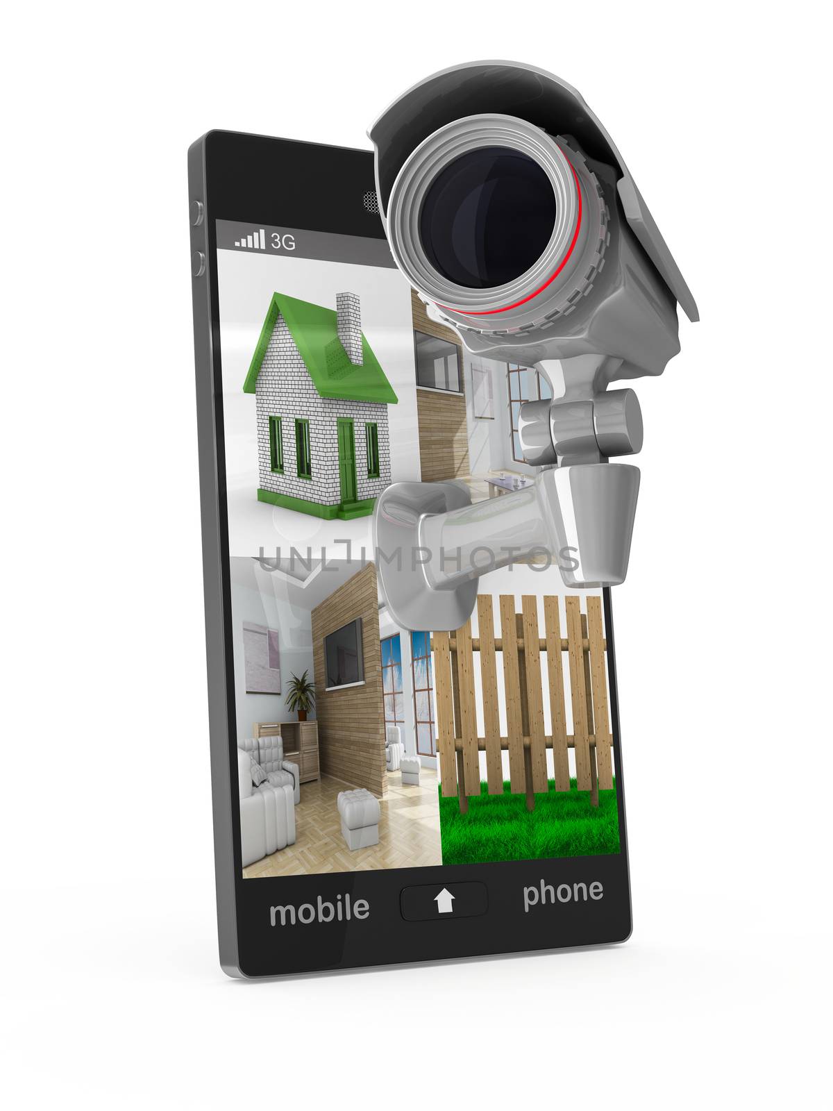 phone with camera on white background. Isolated 3D image by ISerg