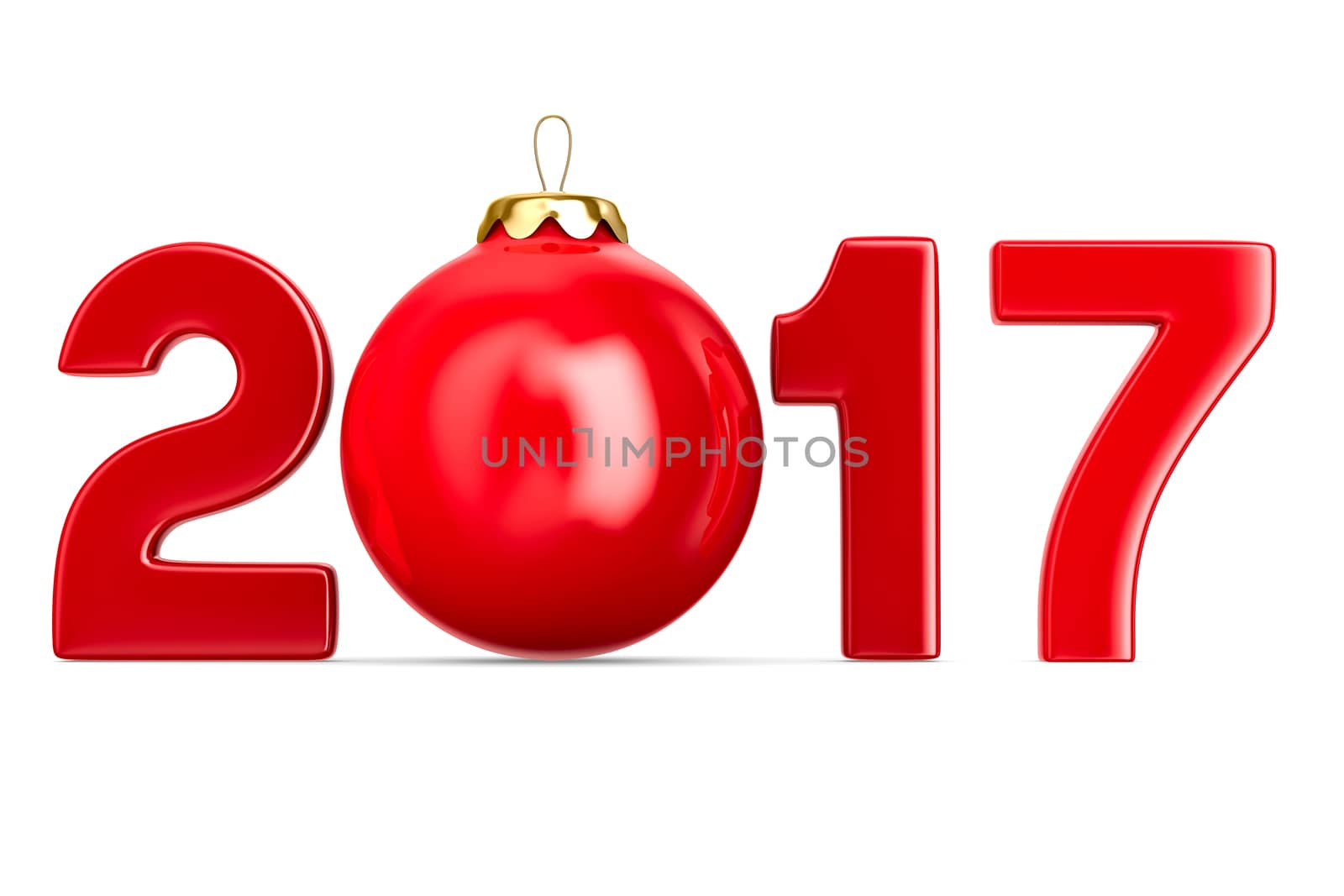2017 new year. Isolated 3D image