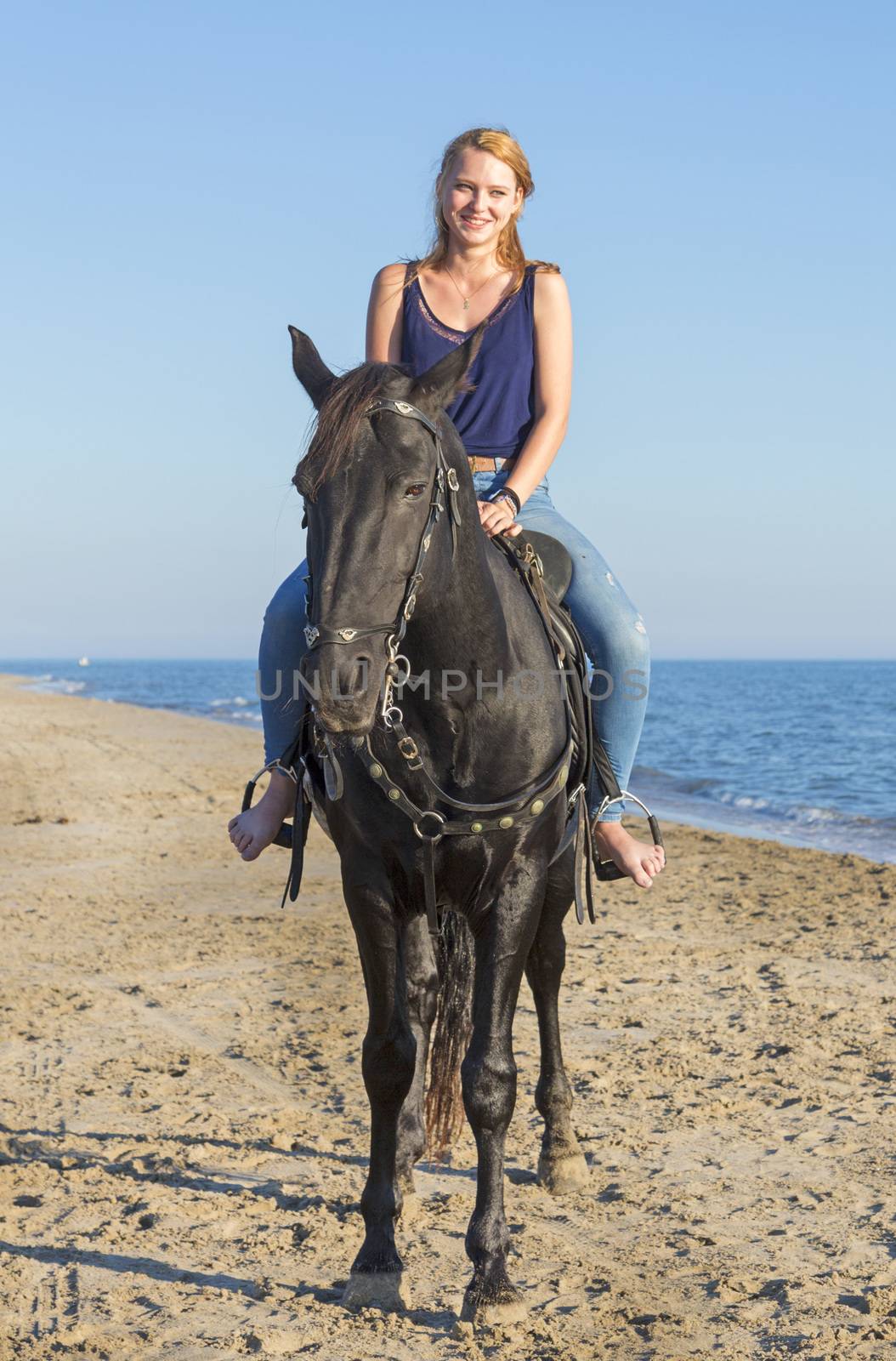 riding girl on the beach by cynoclub