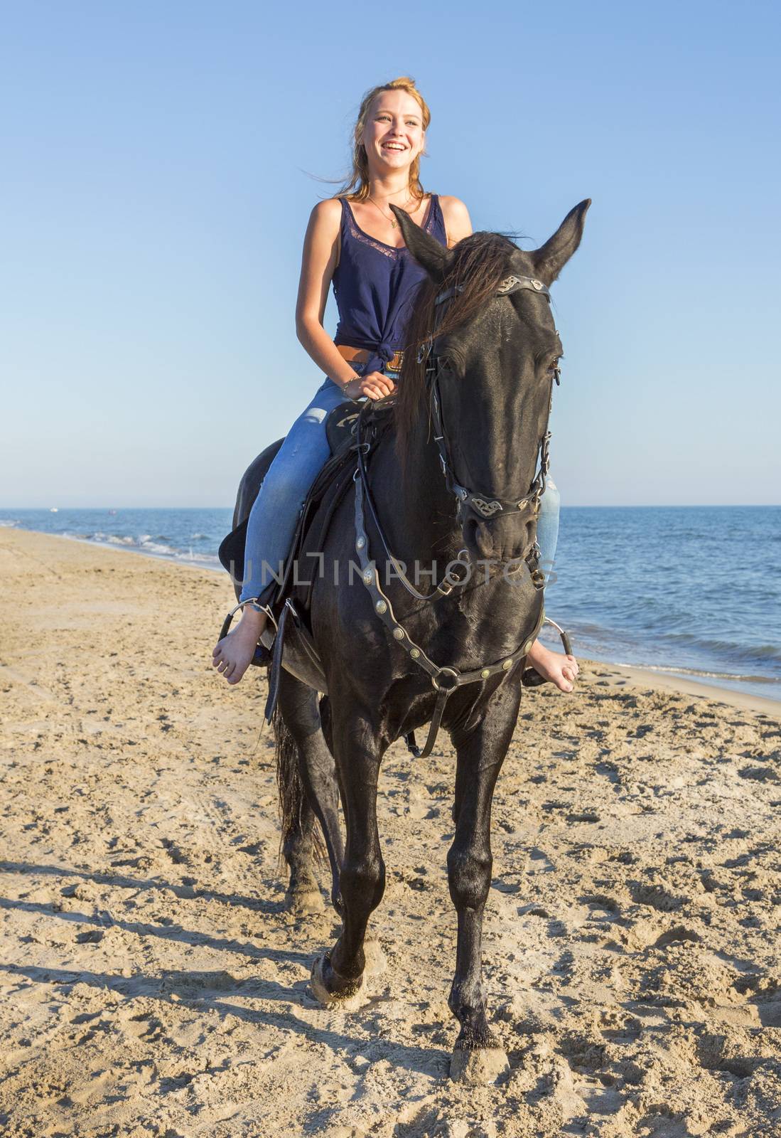 riding girl on the beach by cynoclub