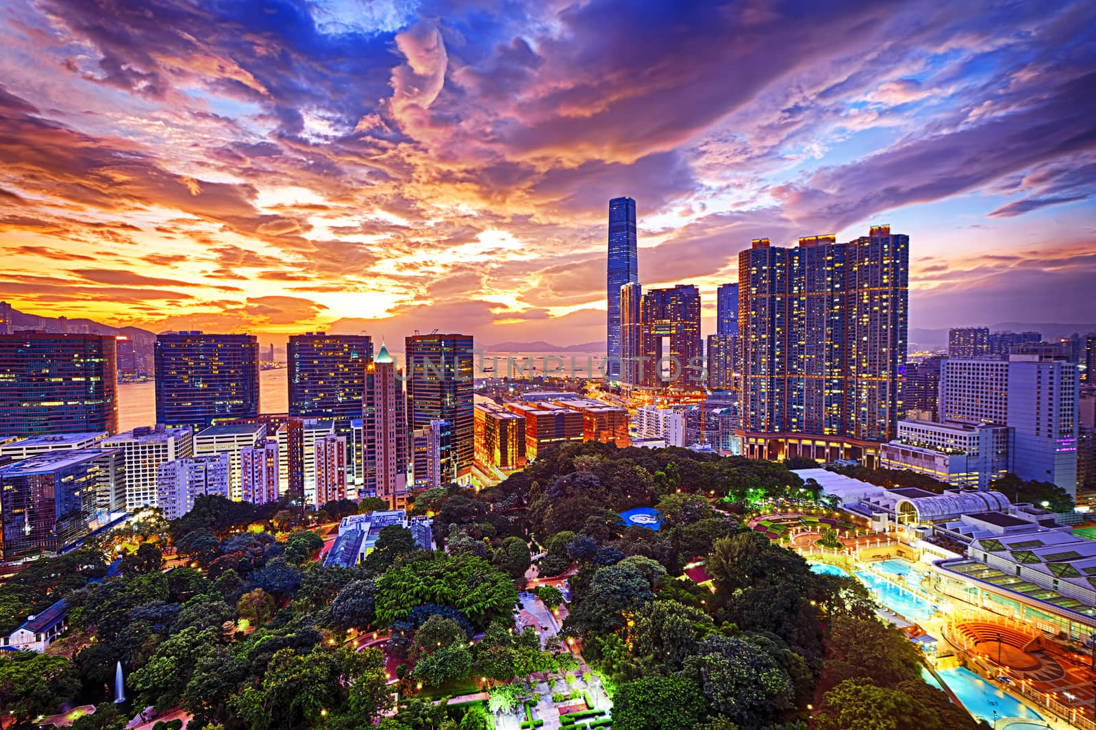 Hong Kong skyline at sunset