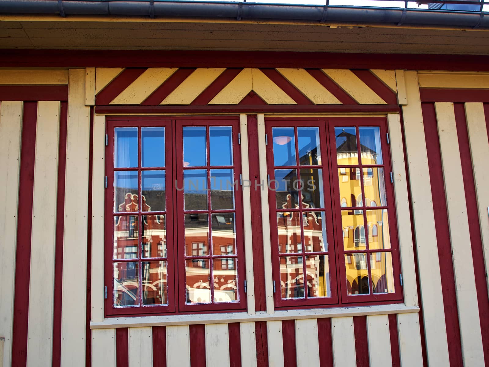 Colorful old traditional style city urban houses Svendborg Funen Denmark
