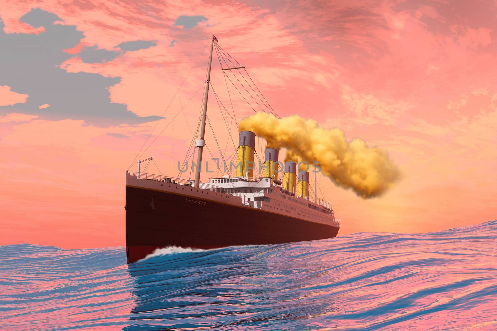 On the afternoon of the fateful day it sank the RMS Titanic cruises to its destiny with an iceberg.
