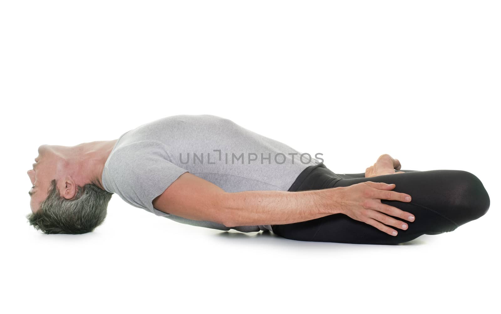 yoga man in front of white background