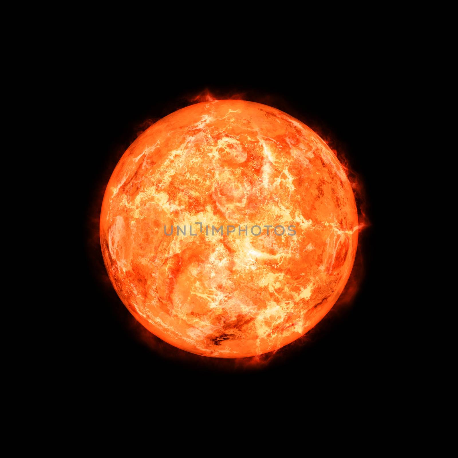2d illustration of a red sun in space