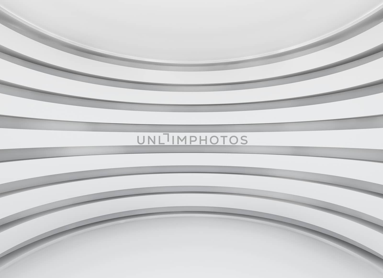 White architecture circular background. Abstract interior with empty space. 3D rednering