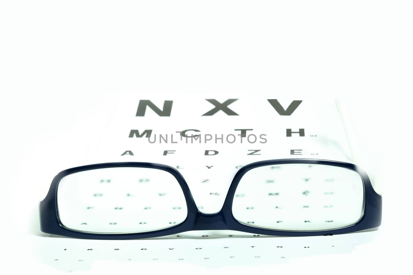 black eye glasses on white background