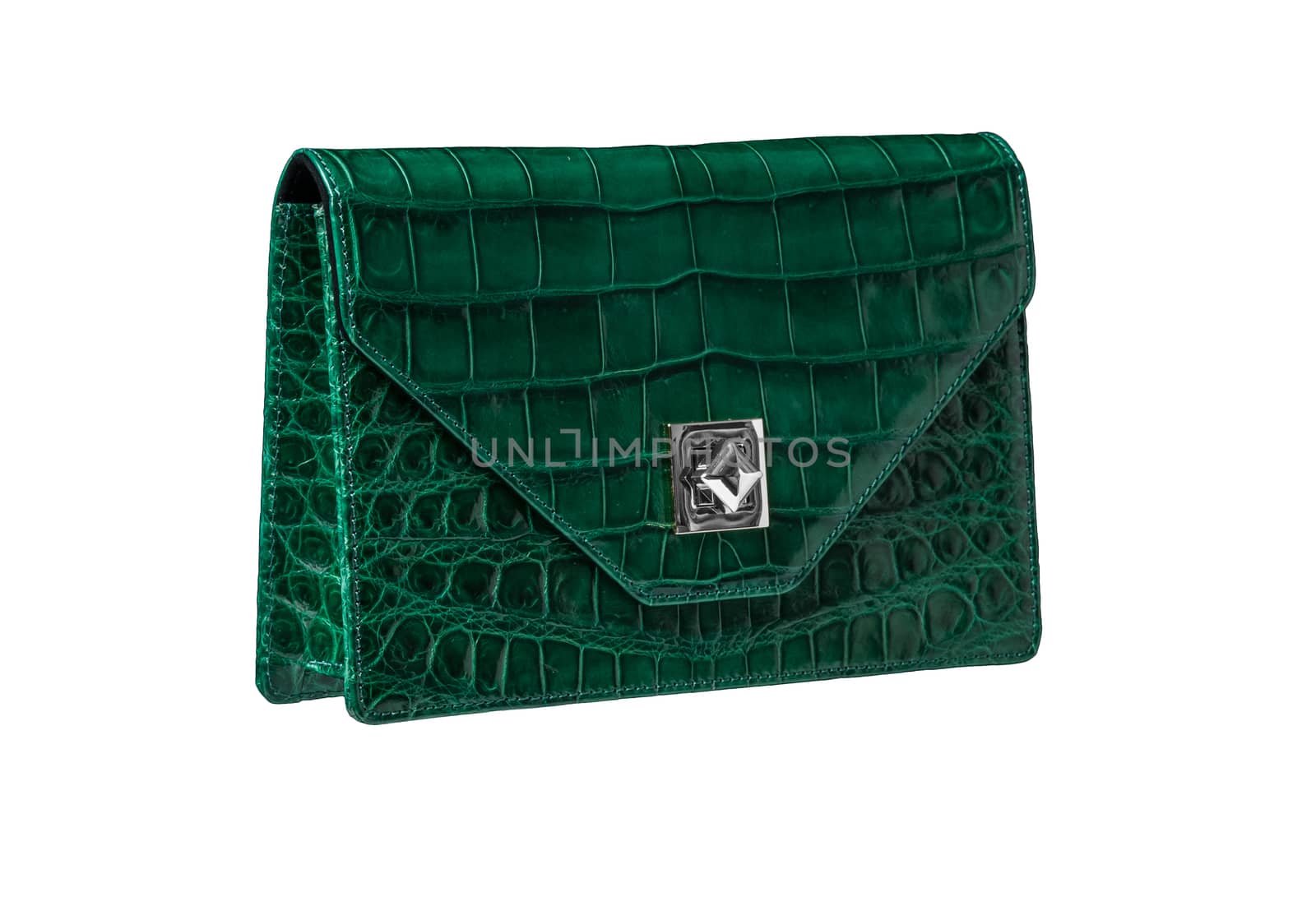 Handbag from alligator leather, hide in green colour by praethip