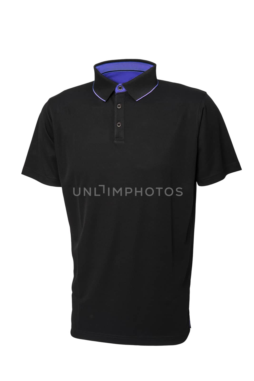 Black tee shirt  with inside blue collar isolated by praethip