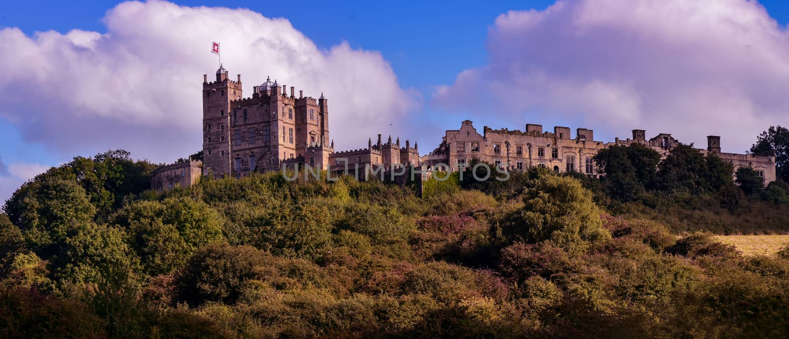 Panorama of Bolsover Castle in Derbyshire England,used with colour effect.