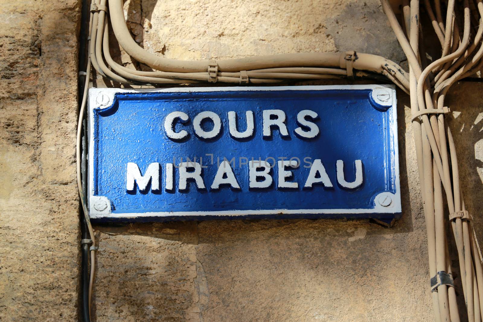 Street Plate of Cours Mirabeau. Aix-En-Provence, France