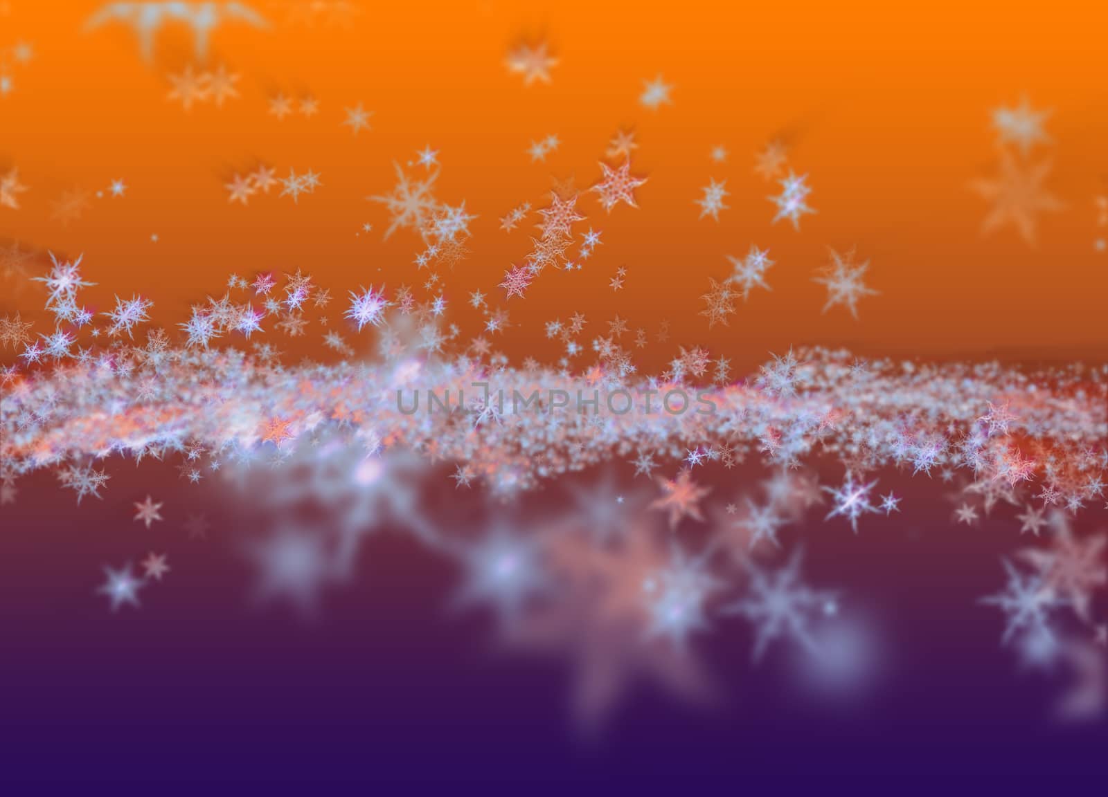 Snowflakes winter field cloud background. Happy new year, Christmas theme blurred bokeh.