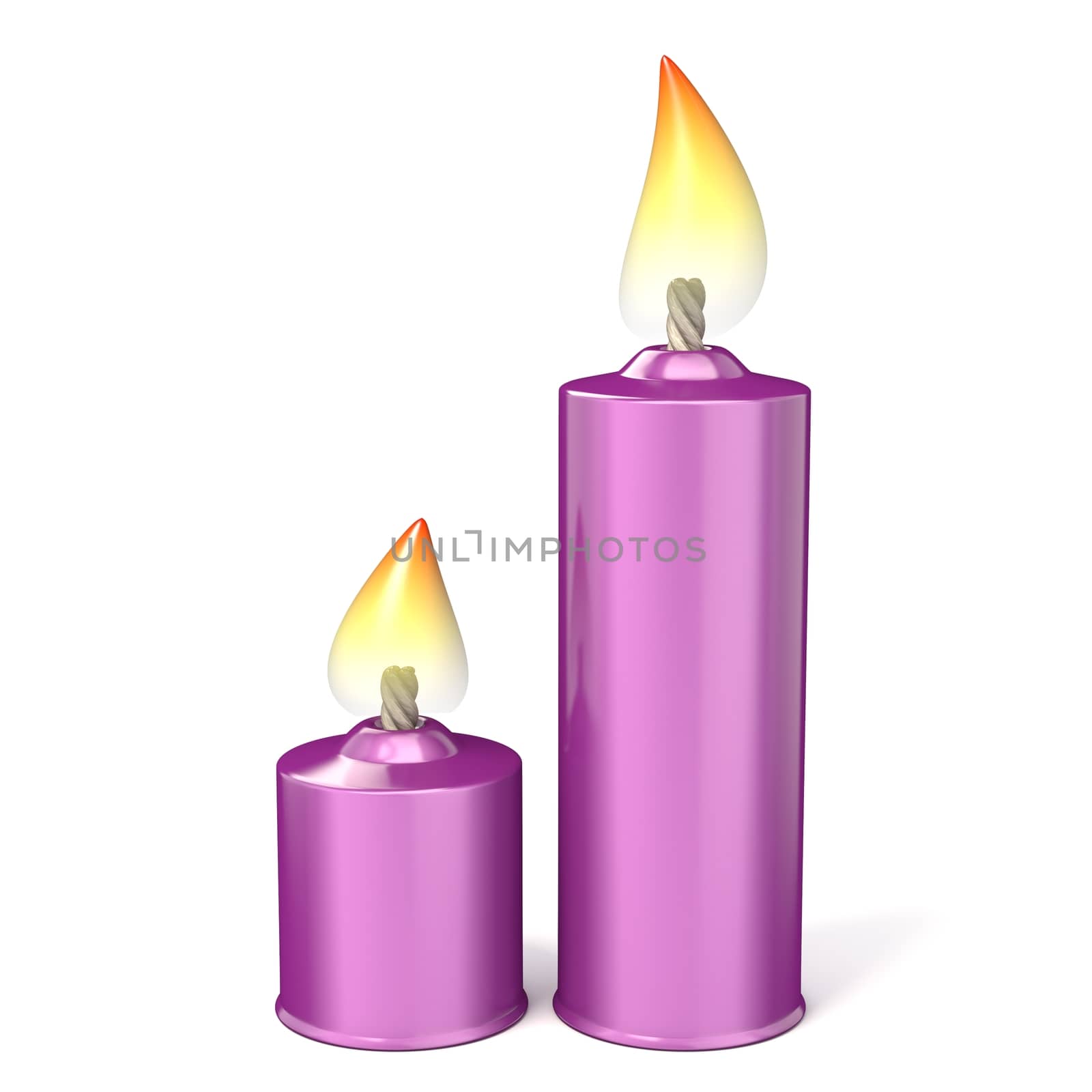 Pink candles. 3D render illustration isolated on white background